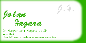 jolan hagara business card